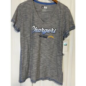 NFL Team Apparel Los Angeles Chargers T-Shirt Womens XXL Blue Space Dye V-Neck